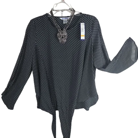 NWT, Nygard, Women's black top with white polka dots. Sz S/P - Picture 10 of 10